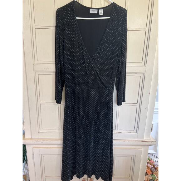 Chico’s Travelers size 2 or medium polkadot midi dress slinky material - Picture 1 of 4